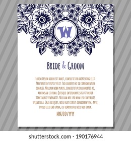 Wedding invitation cards with floral elements