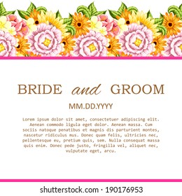 Wedding invitation cards with floral elements