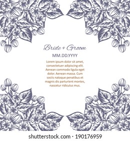 Wedding invitation cards with floral elements