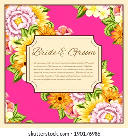 Wedding invitation cards with floral elements