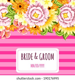 Wedding invitation cards with floral elements