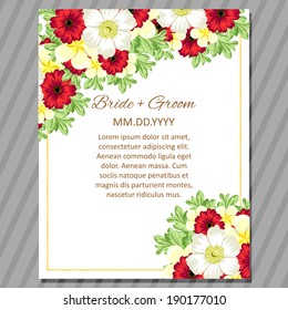 Wedding invitation cards with floral elements