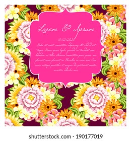 Wedding invitation cards with floral elements