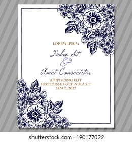 Wedding invitation cards with floral elements