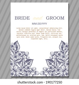 Wedding invitation cards with floral elements