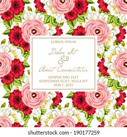 Wedding invitation cards with floral elements