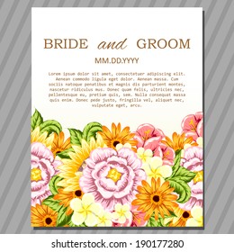 Wedding invitation cards with floral elements