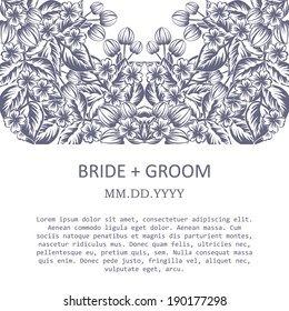 Wedding invitation cards with floral elements