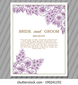 Wedding invitation cards with floral elements.
