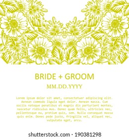 Wedding invitation cards with floral elements.