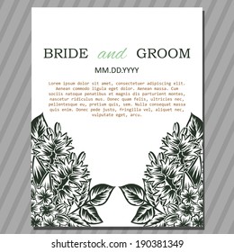Wedding invitation cards with floral elements.