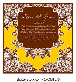 Wedding invitation cards with floral elements.