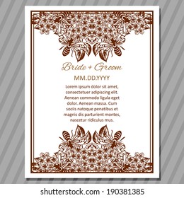Wedding invitation cards with floral elements.