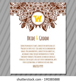 Wedding invitation cards with floral elements.