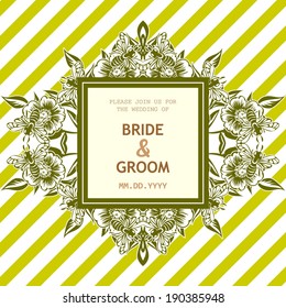Wedding invitation cards with floral elements.