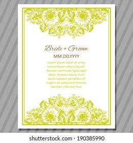 Wedding invitation cards with floral elements.