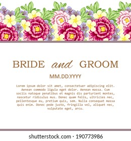 Wedding invitation cards with floral elements.