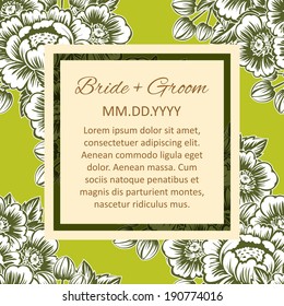 Wedding invitation cards with floral elements.