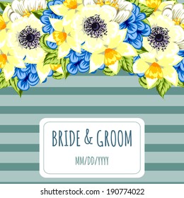 Wedding invitation cards with floral elements.