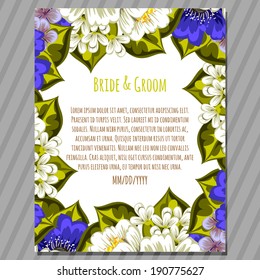 Wedding invitation cards with floral elements.