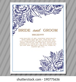 Wedding invitation cards with floral elements.