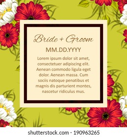 Wedding invitation cards with floral elements.