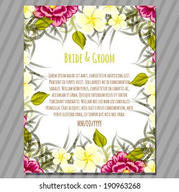 Wedding invitation cards with floral elements.