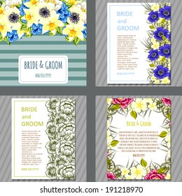 Wedding invitation cards with floral elements.