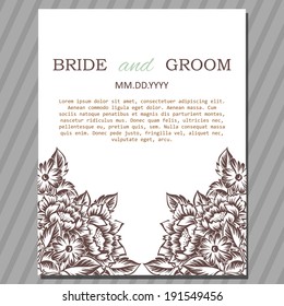 Wedding invitation cards with floral elements.