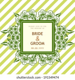 Wedding invitation cards with floral elements.