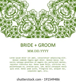Wedding invitation cards with floral elements.