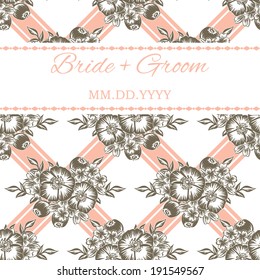 Wedding invitation cards with floral elements.