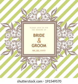 Wedding invitation cards with floral elements.