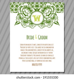 Wedding invitation cards with floral elements.