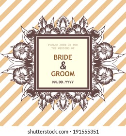 Wedding invitation cards with floral elements.