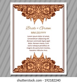 Wedding invitation cards with floral elements.