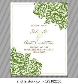 Wedding invitation cards with floral elements.