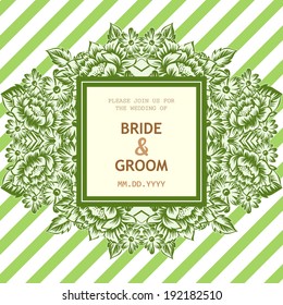 Wedding invitation cards with floral elements.