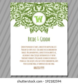 Wedding invitation cards with floral elements.