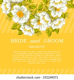 Wedding invitation cards with floral elements.