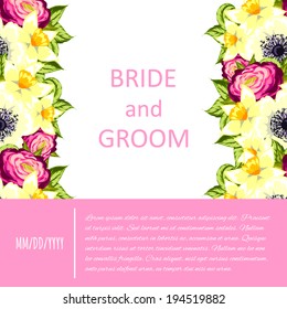 Wedding invitation cards with floral elements.