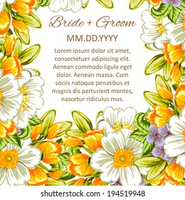 Wedding invitation cards with floral elements.
