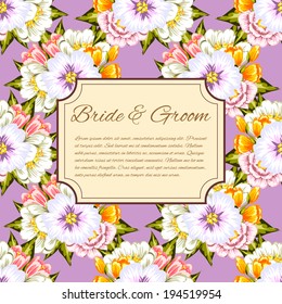 Wedding invitation cards with floral elements.