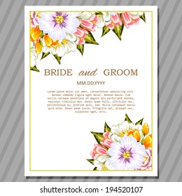 Wedding invitation cards with floral elements.