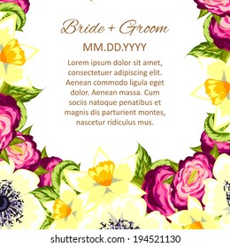 Wedding invitation cards with floral elements.