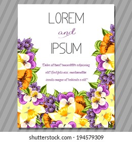 Wedding invitation cards with floral elements.