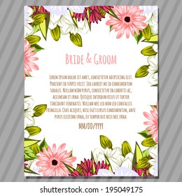 Wedding invitation cards with floral elements.