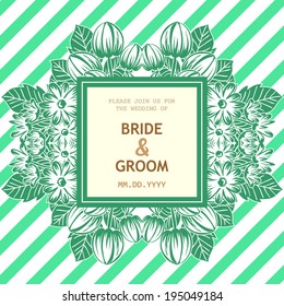 Wedding invitation cards with floral elements.