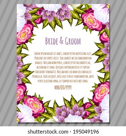 Wedding invitation cards with floral elements.