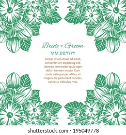 Wedding invitation cards with floral elements.